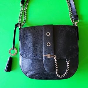 Badgley Mishka Black Pebbled Leather Crossbody Bag